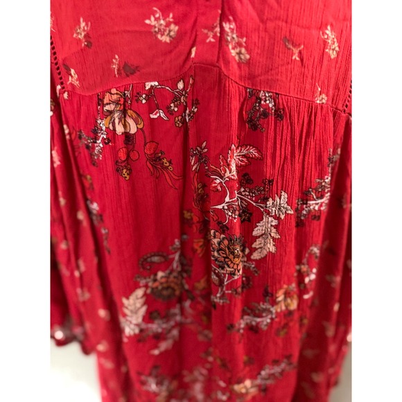 NWT Knox Rose Flowy Dress L Red Asymmetric Floral Paisley Boho Prairie Country - Picture 8 of 16